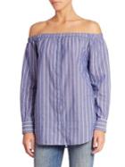 Equipment Gretchen Yarn Dyed Striped Off-the-shoulder Top