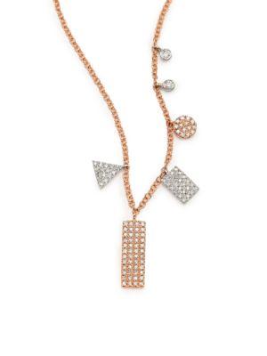 Meira T Diamond & 14k Rose Gold Geometric Charm Necklace