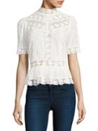 Rebecca Taylor Lace-inset Eyelet Cotton Top