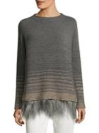 Weekend Max Mara Feather Trimmed Knit Wool Sweater