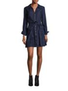 7 For All Mankind Zip-front Belted Mini Dress