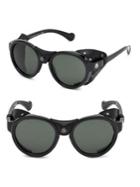 Moncler Leather Accented Aviator Sunglasses