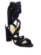 Alexandre Birman Alessa Silk & Suede Wrap Sandals