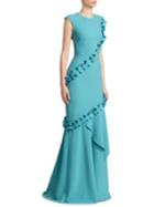 Theia Ruffled Crepe Gown