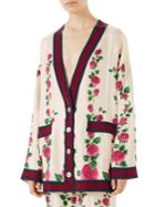 Gucci Silk Twill Floral Oversize Cardigan