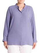 Eileen Fisher, Plus Size Button Front Silk Shirt