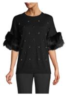 Kobi Halperin Denise Embellished Fox Fur-cuff Sweater