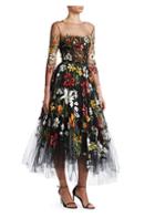 Oscar De La Renta Illusion Tulle Floral A-line Dress