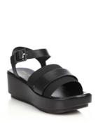 Robert Clergerie Leather & Elastic Ankle-strap Platform Wedge Sandals