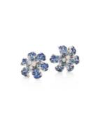 Gucci Floral Diamond & Blue Sapphire Stud Earrings