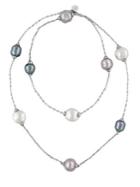 Majorica 12-15mm Multi-color Baroque Pearl And Sterling Silver Necklace