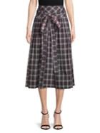 Marc Jacobs Academy Belted Plaid A-line Midi Skirt
