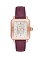 Michele Watches Deco Sport Pink Goldtone Plum Embossed Silicone Watch