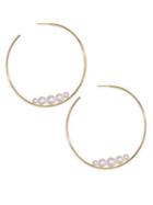 Mizuki Sea Of Beauty 3mm-7mm Round Freshwater Pearl & 14k Yellow Gold Graduated Hoop Earrings