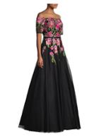 Basix Black Label Off-the-shoulder Floral Ball Gown