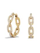 David Yurman Stax Medium Chain Link Hoop Earrings With Diamonds In 18k Gold