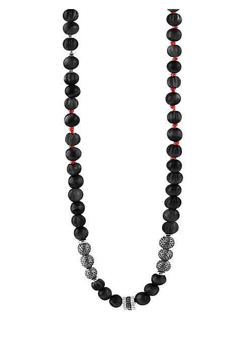 Tateossian Formentera Sterling Silver & Black Agate Beaded Necklace