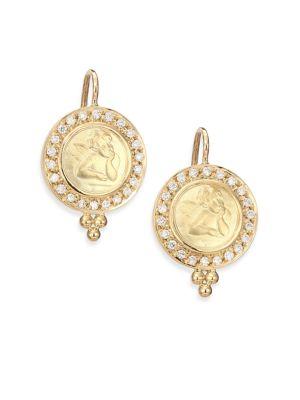 Temple St. Clair Angels Pave Diamond & 18k Yellow Gold Drop Earrings