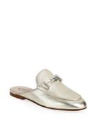 Tod's Double T Gold Leather Mules