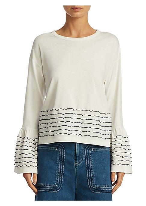 See By Chloe Striped Bell-sleeve Top
