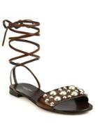 Michael Kors Collection Mica Studded Leather Lace-up Sandals