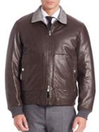 Brunello Cucinelli Leather, Cashmere & Wool Blend Reversible Jacket