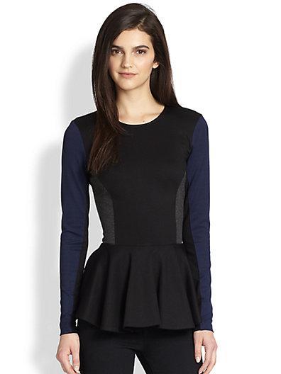 Torn Judy Colorblock Stretch Jersey Peplum Top