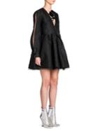 Fendi Open Sleeve Fur & Embellished Cloque Fit-&-flare Dress