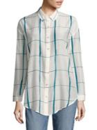 Eileen Fisher Windowpane Organic Cotton & Silk Shirt