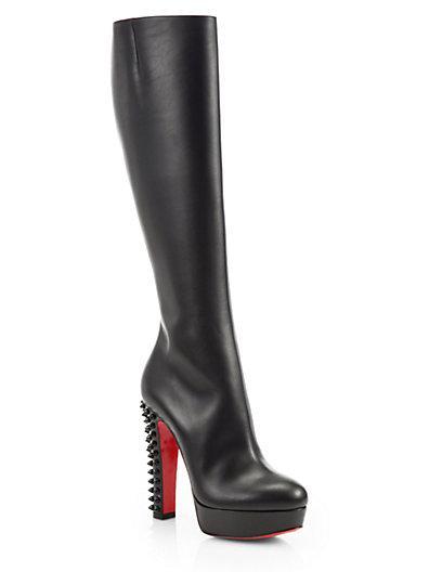 Christian Louboutin Taclou Leather Spiked-heel Knee-high Boots