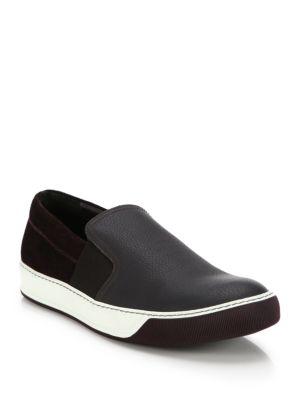 Lanvin Leather & Suede Slip-on Sneakers