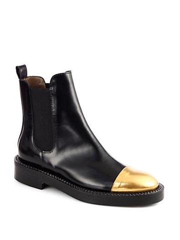 Marni Chelsea Leather Cap-toe Ankle Boots