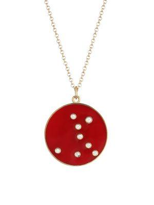 Bare Constellation Pisces Diamond Enamel Pendant Gold Necklace