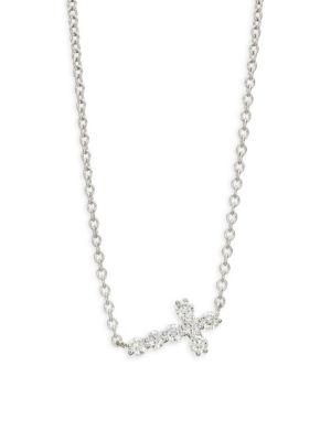 Hearts On Fire 18k White Gold Diamond Cross Pendant Necklace