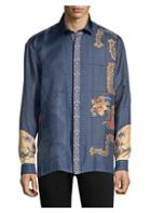 Versace Collection Chinoiserie Print Silk Button-down Shirt