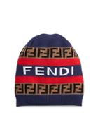 Fendi Knit Logo Fleece Wool Beanie