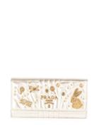 Prada Embellished Diagramme Leather Continental Wallet