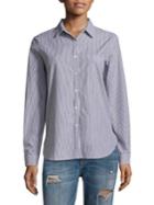 Stateside Raw Edge Oxford Casual Cotton Button-down Shirt
