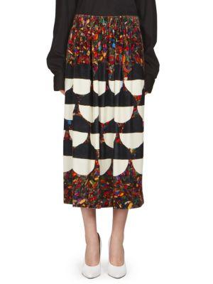 Dries Van Noten Silk Geometric-print Skirt
