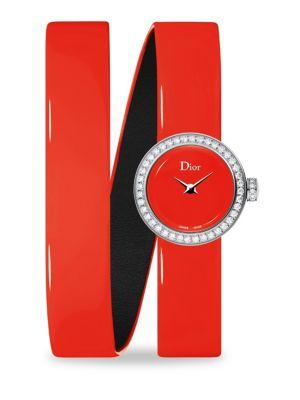 Dior La D De Dior Diamond & Patent Leather Watch