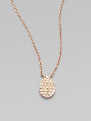 Diane Kordas Diamond & 18k Rose Gold Teardrop Necklace