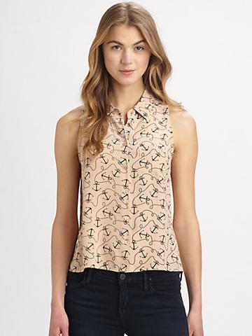 Equipment Mina Anchor-print Silk Shirt