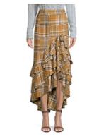 Patbo Plaid Ruffled Midi Skirt
