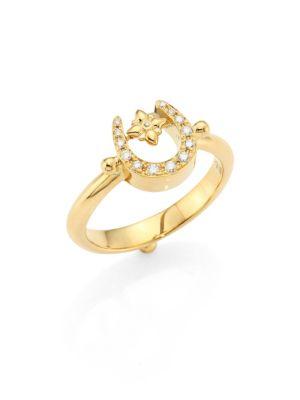 Temple St. Clair Mini Horseshoe Diamond & 18k Yellow Gold Ring