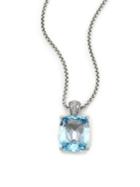 John Hardy Classic Chain Diamond, Blue Topaz & Sterling Silver Pendant Necklace