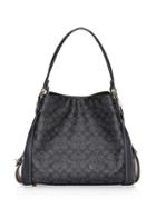 Coach Edie Coated Leather Canvas Shoulder Bag