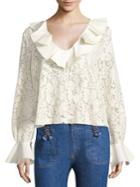 See By Chloe Ruffled Lace Bell Sleeve Blouse