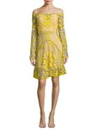Thurley Marigold Embroidered Off-the-shoulder Bell-sleeve Dress