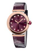 Bvlgari Lvcea Rose Gold, Stainless Steel, Diamond & Purple Alligator Strap Watch