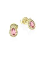 Meira T 14k Yellow Gold, Pink Tourmaline & Diamond Stud Earrings